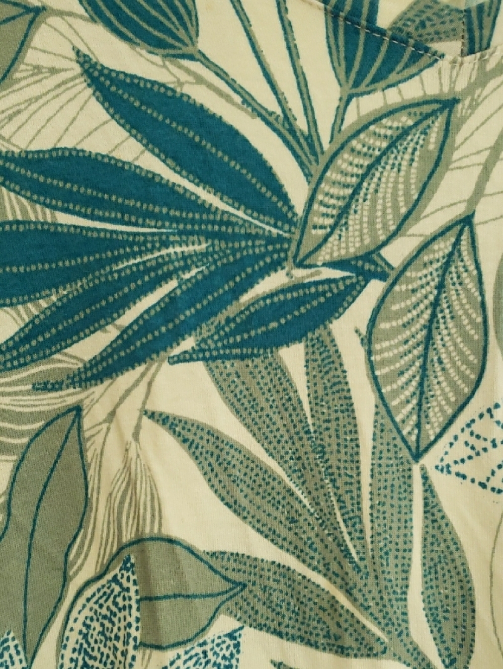 Tahari Cream and Teal Leaf-Print Mini Dress - Picture 3 of 6